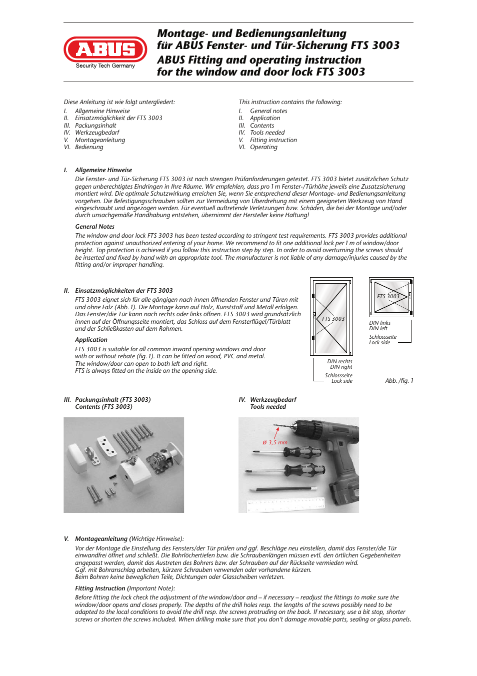 ABUS FTS 3003 User Manual | 4 pages