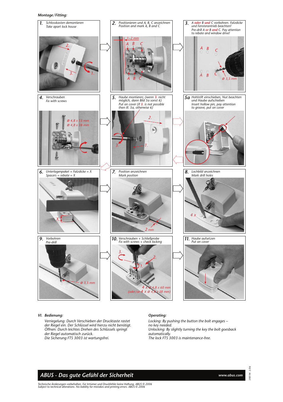 Abus - das gute gefühl der sicherheit, 5a 6. 7. 8 | ABUS FTS 3003 User Manual | Page 2 / 4