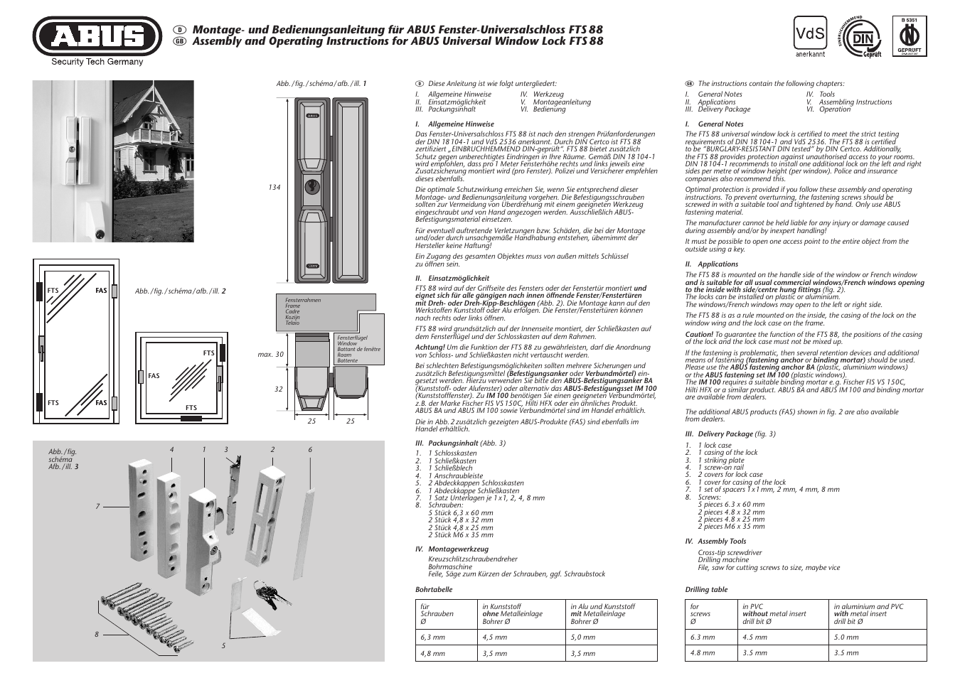 ABUS FTS 88 User Manual | 4 pages