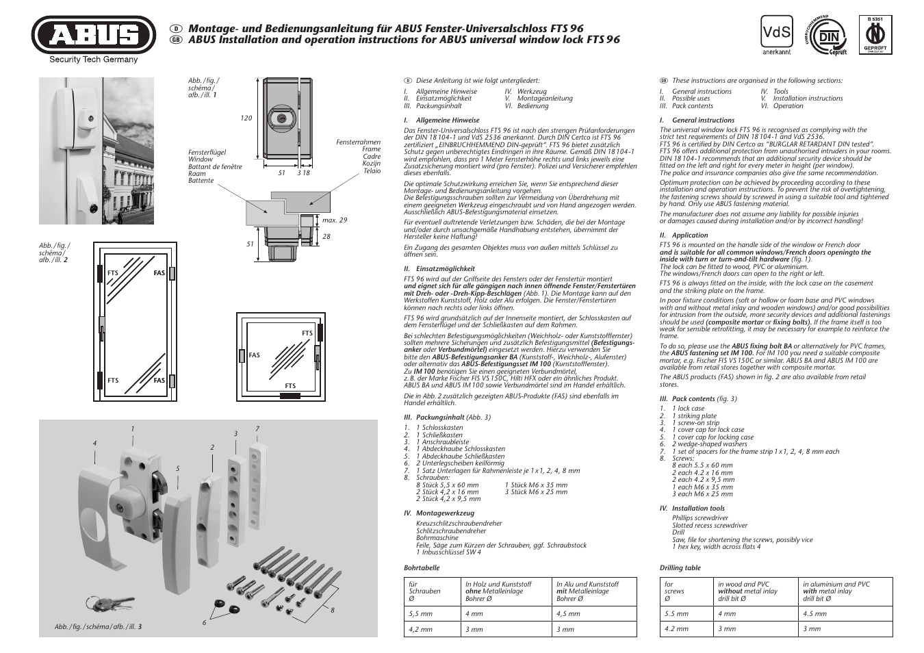 ABUS FTS 96 User Manual | 4 pages