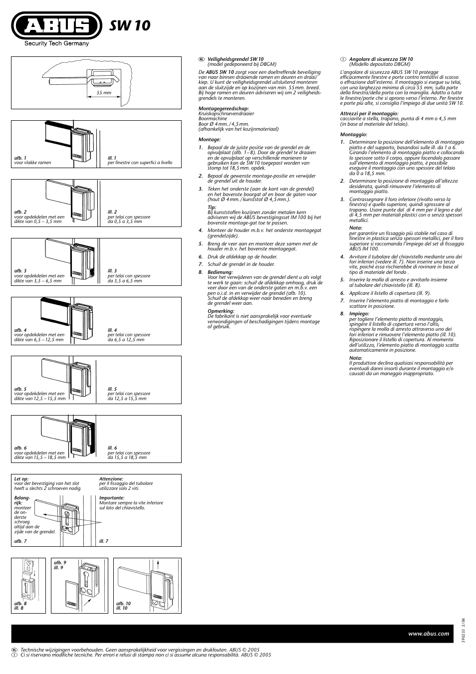 Sw 10 | ABUS SW 10 User Manual | Page 2 / 2