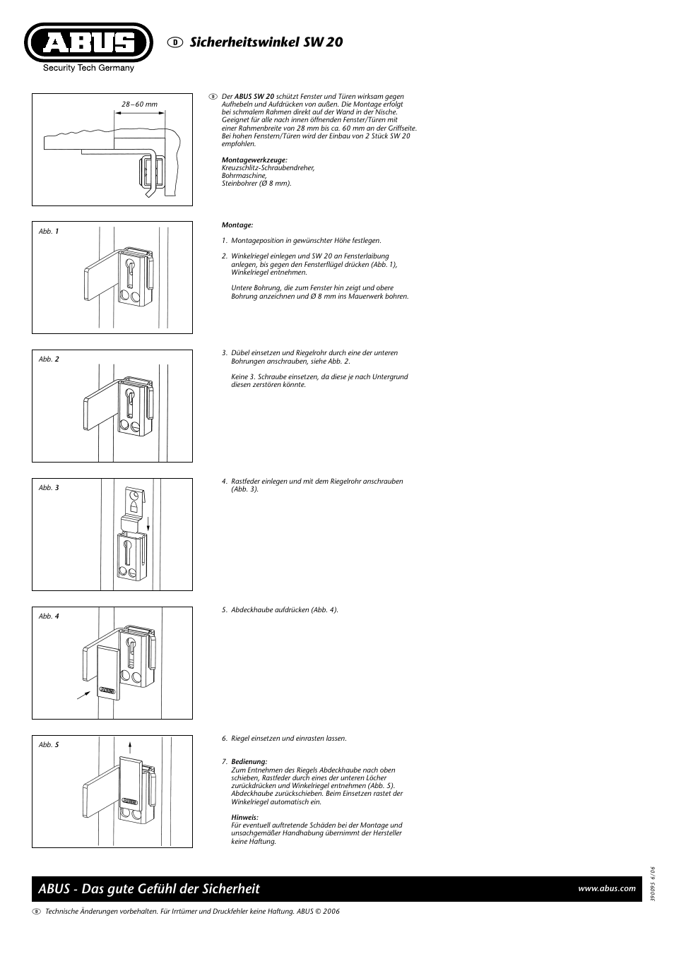 ABUS SW 20 User Manual | 3 pages