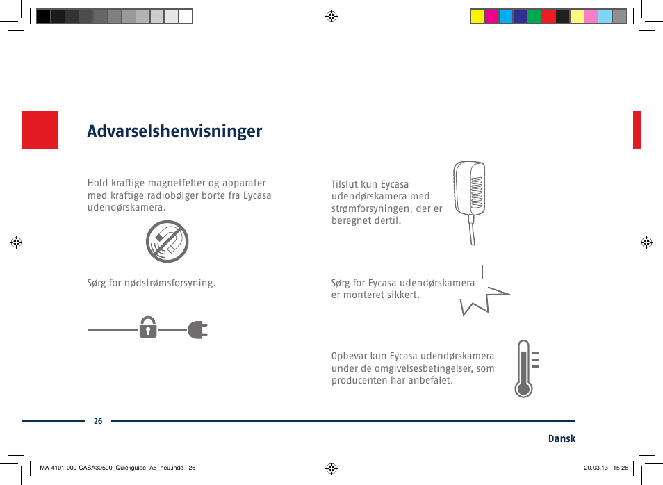 Advarselshenvisninger | ABUS CASA30500 Quick installation instructions User Manual | Page 26 / 44