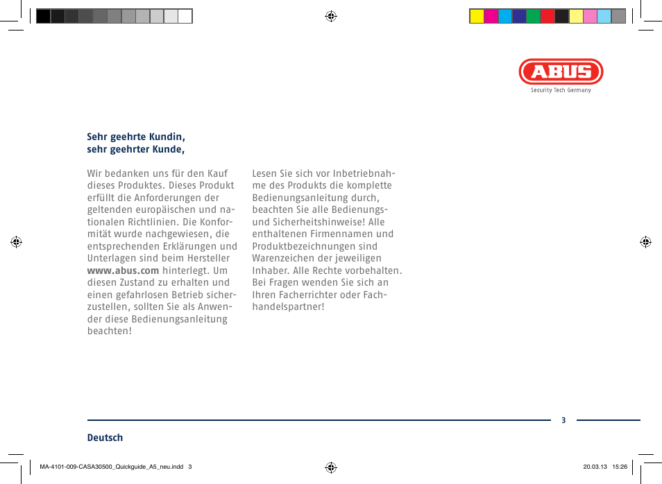 ABUS CASA30500 Quick installation instructions User Manual | Page 3 / 44
