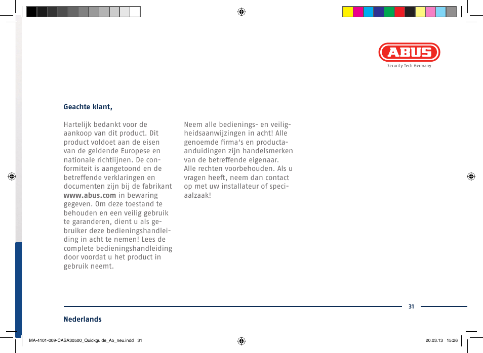 ABUS CASA30500 Quick installation instructions User Manual | Page 31 / 44