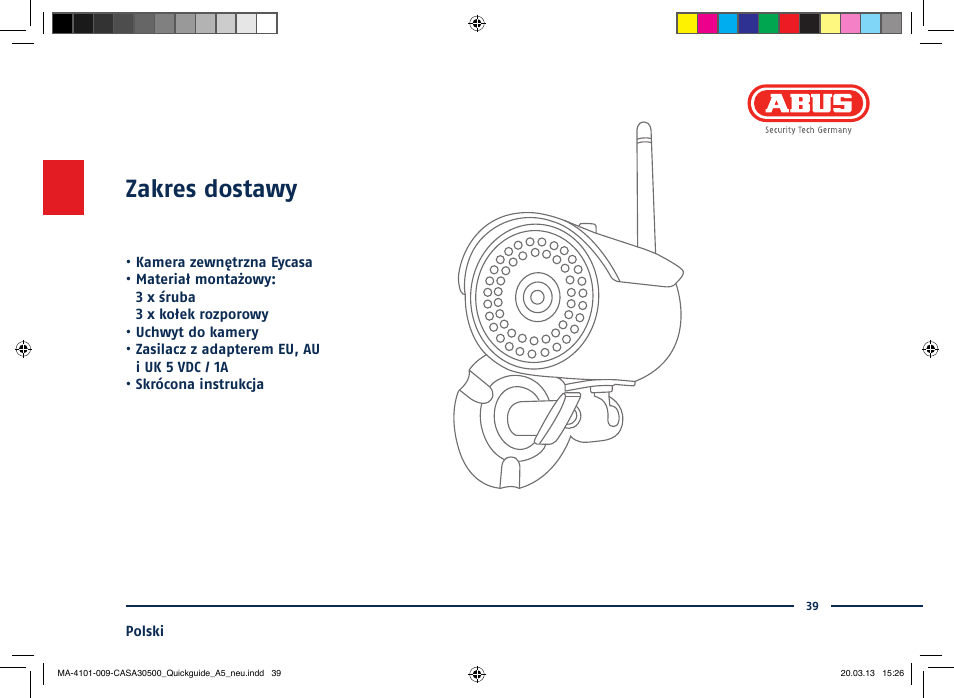 Zakres dostawy | ABUS CASA30500 Quick installation instructions User Manual | Page 39 / 44