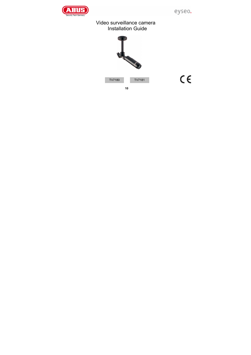 Video surveillance camera installation guide | ABUS TV7180 User Manual | Page 10 / 44