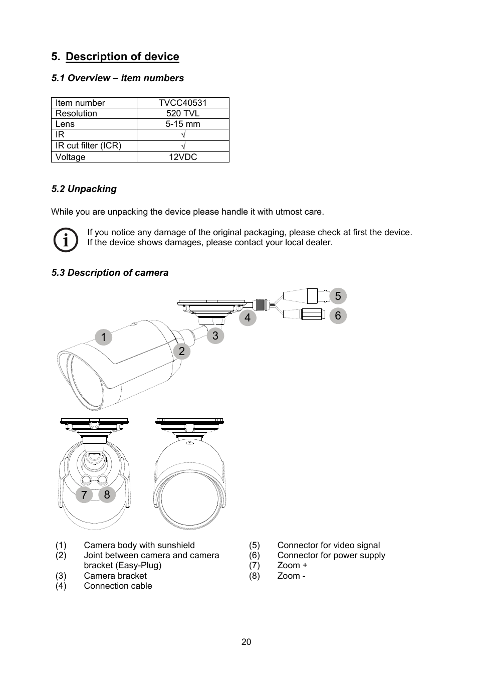 Description of device | ABUS TVCC40531 User Manual | Page 20 / 75