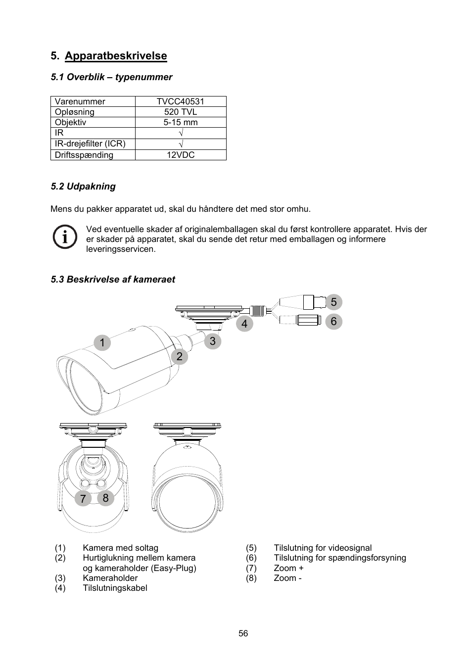 Apparatbeskrivelse | ABUS TVCC40531 User Manual | Page 56 / 75