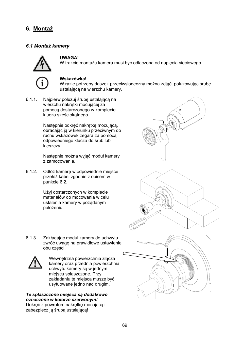 Montaż | ABUS TVCC40531 User Manual | Page 69 / 75