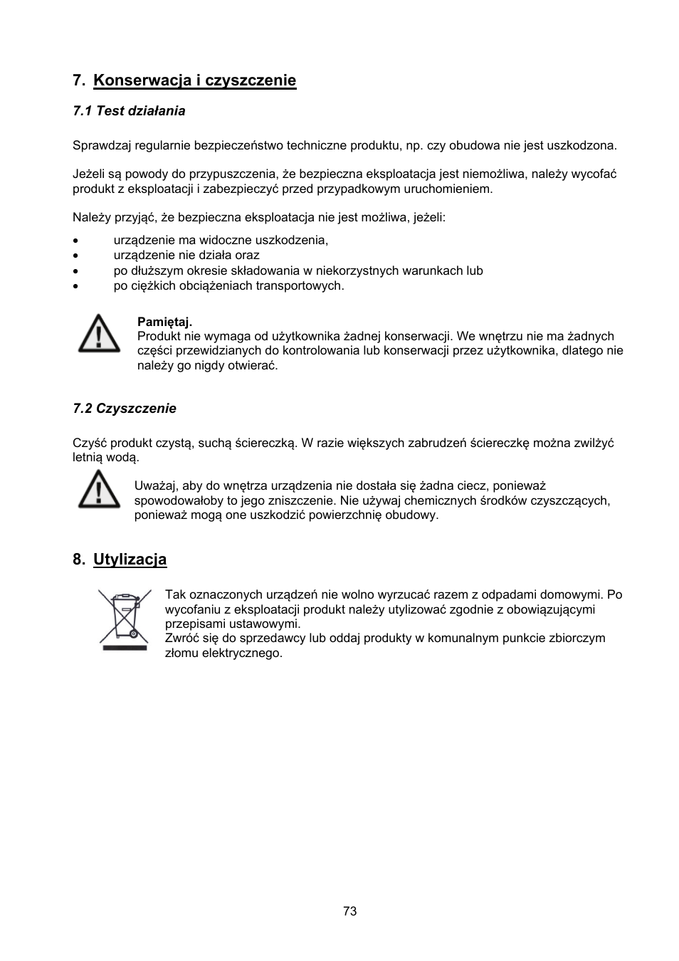 Konserwacja i czyszczenie, Utylizacja | ABUS TVCC40531 User Manual | Page 73 / 75
