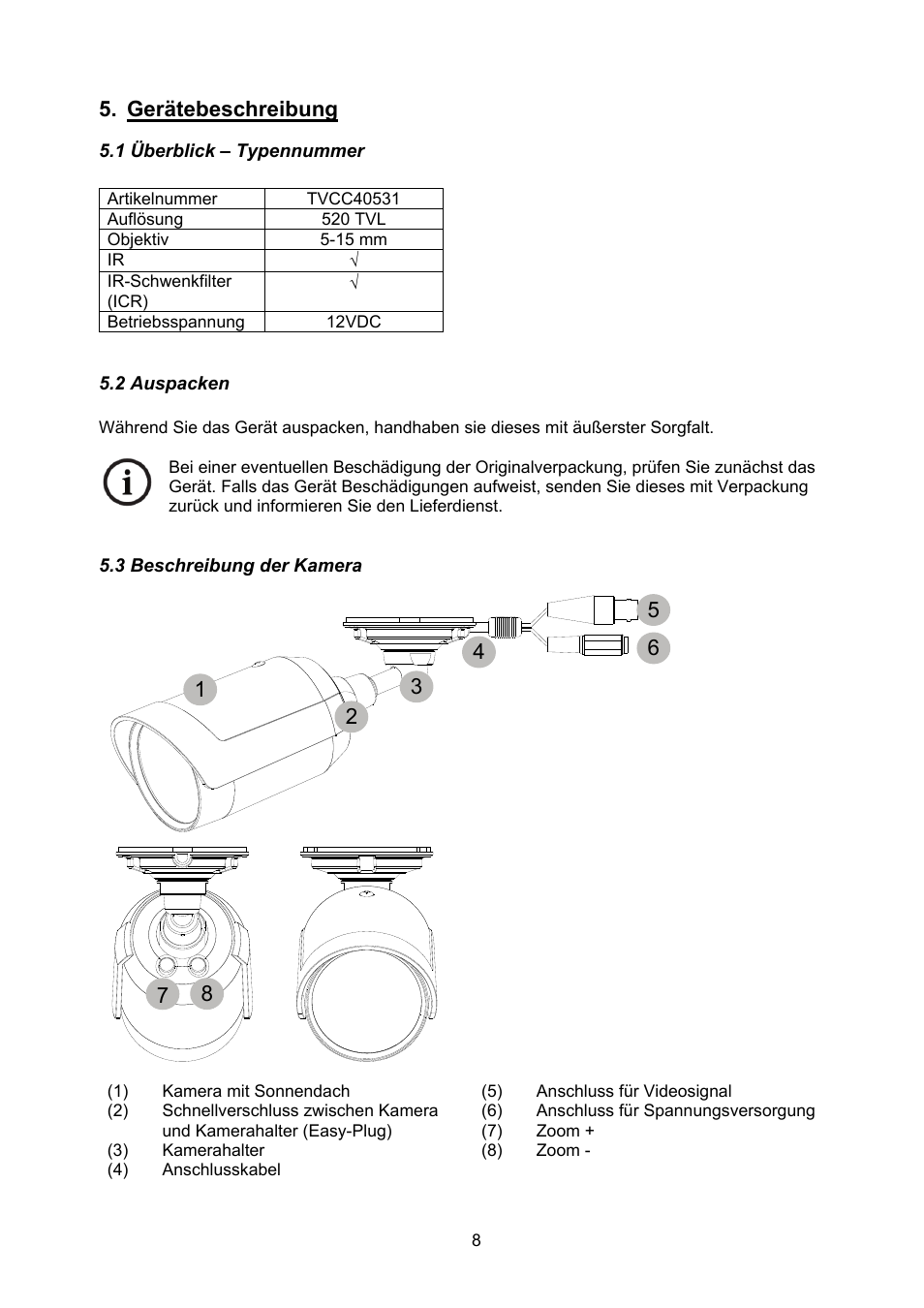 Gerätebeschreibung | ABUS TVCC40531 User Manual | Page 8 / 75