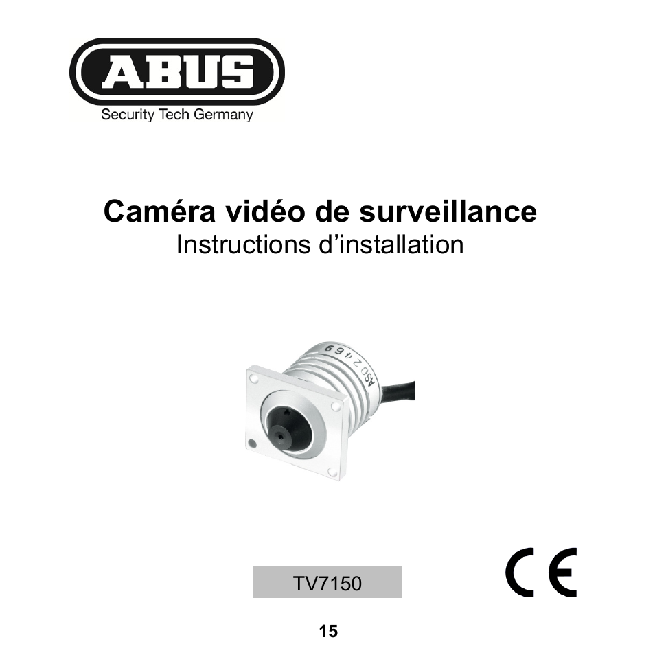 Tv7150_fr_neu, Caméra vidéo de surveillance, Instructions d’installation | ABUS TV7150 User Manual | Page 15 / 28