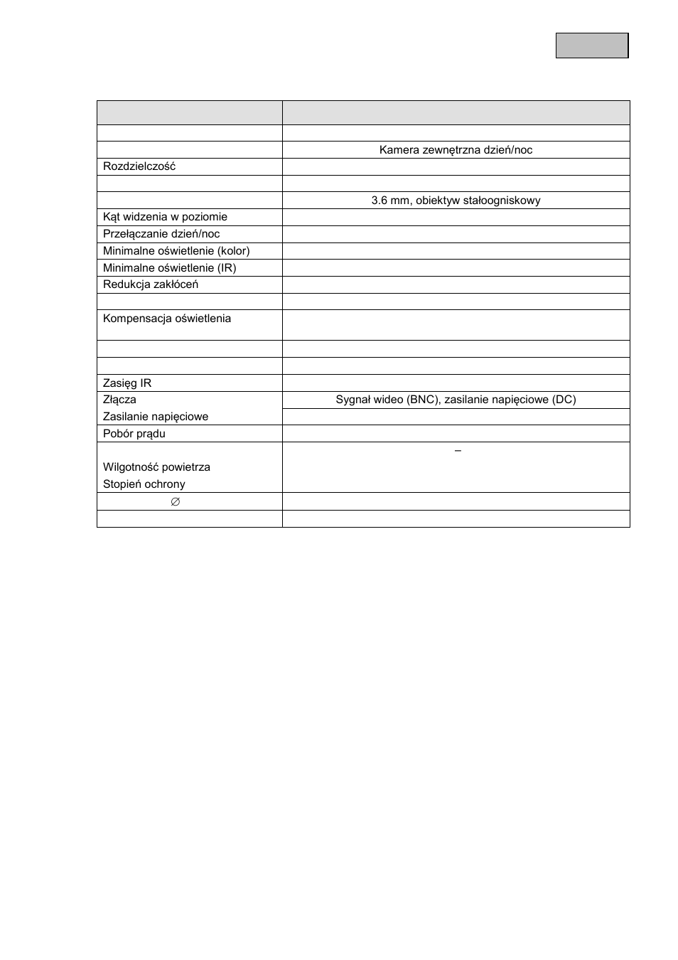 Polski 8. dane techniczne | ABUS TVCC40010 User Manual | Page 72 / 104