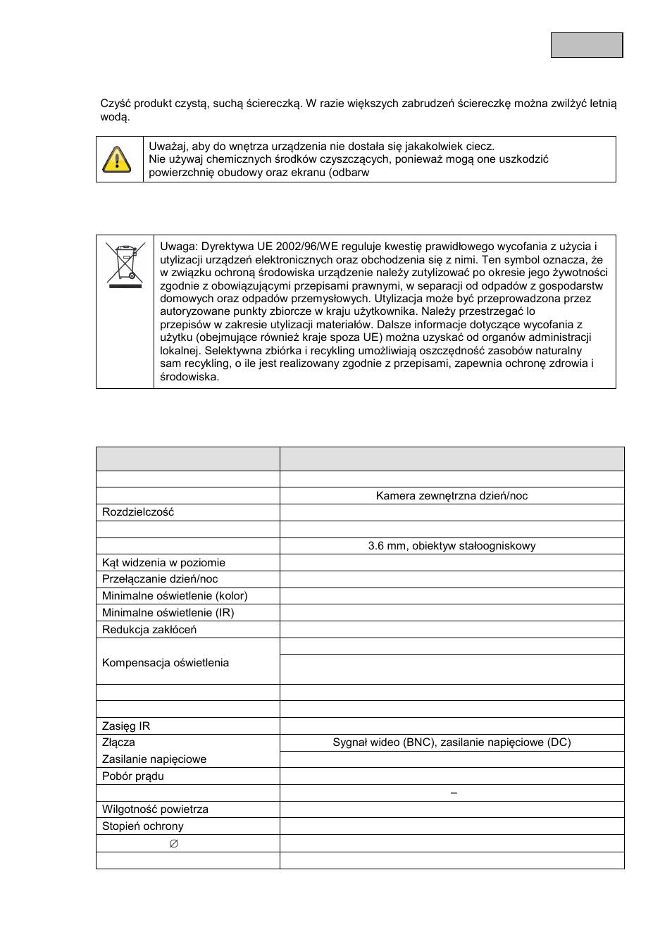 Polski, Utylizacja, Dane techniczne | ABUS TVCC34010 User Manual | Page 72 / 104