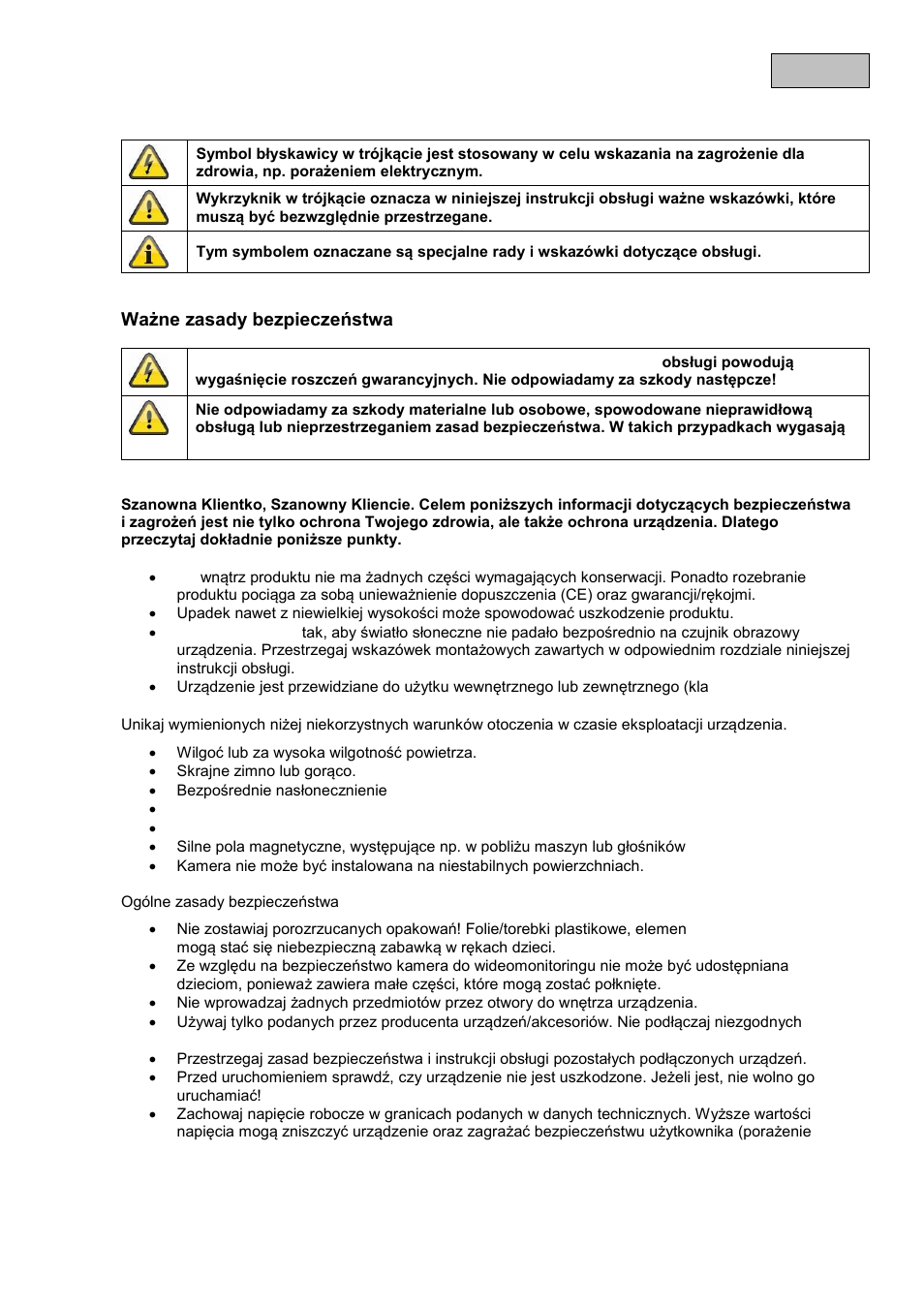 Polski icon explanation, Ważne zasady bezpieczeństwa | ABUS TVIP61500 Operating instructions User Manual | Page 242 / 487