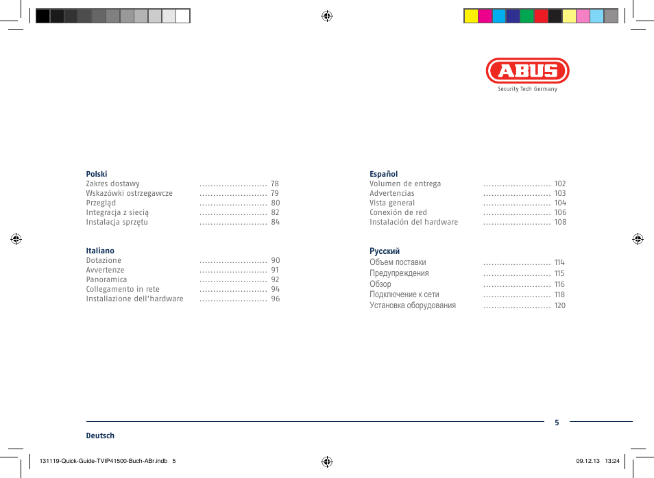 ABUS TVIP41500 Quick operating instructions User Manual | Page 5 / 124