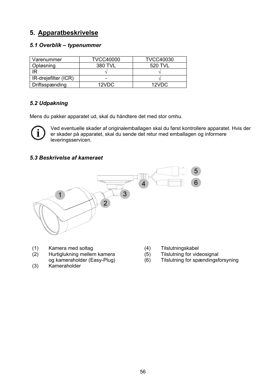 Apparatbeskrivelse | ABUS TVCC40000–TVCC40030 User Manual | Page 56 / 62