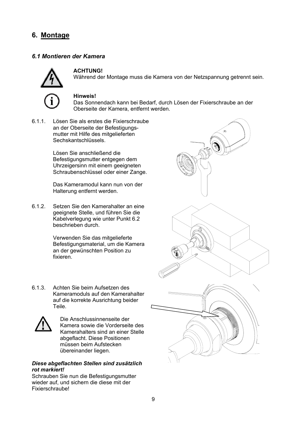 Montage | ABUS TVCC40000–TVCC40030 User Manual | Page 9 / 62
