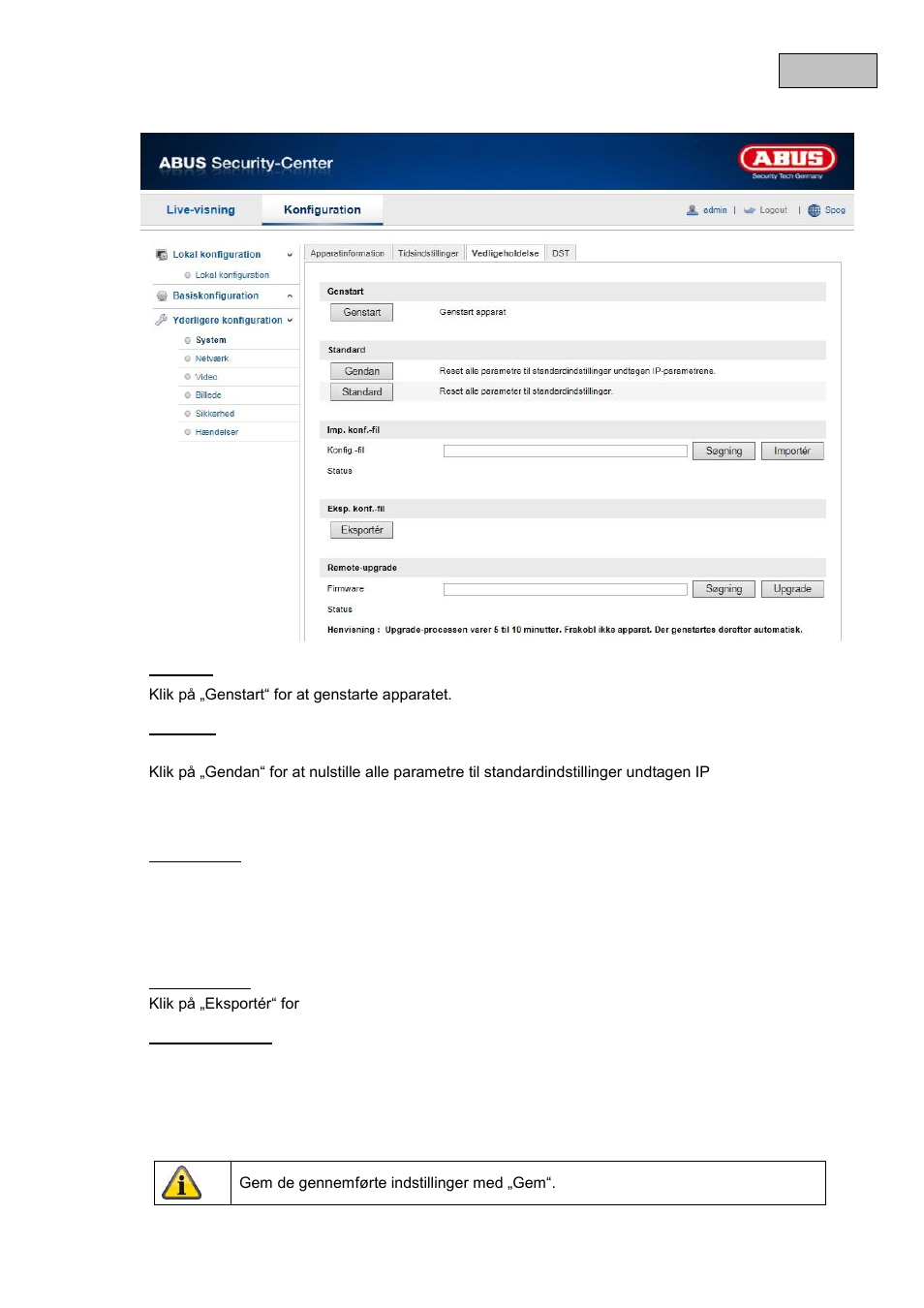 Dansk | ABUS TVIP41500 Operating instructions User Manual | Page 219 / 498