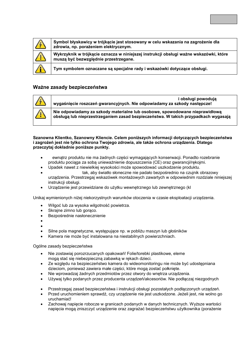 Polski icon explanation, Ważne zasady bezpieczeństwa | ABUS TVIP41500 Operating instructions User Manual | Page 248 / 498