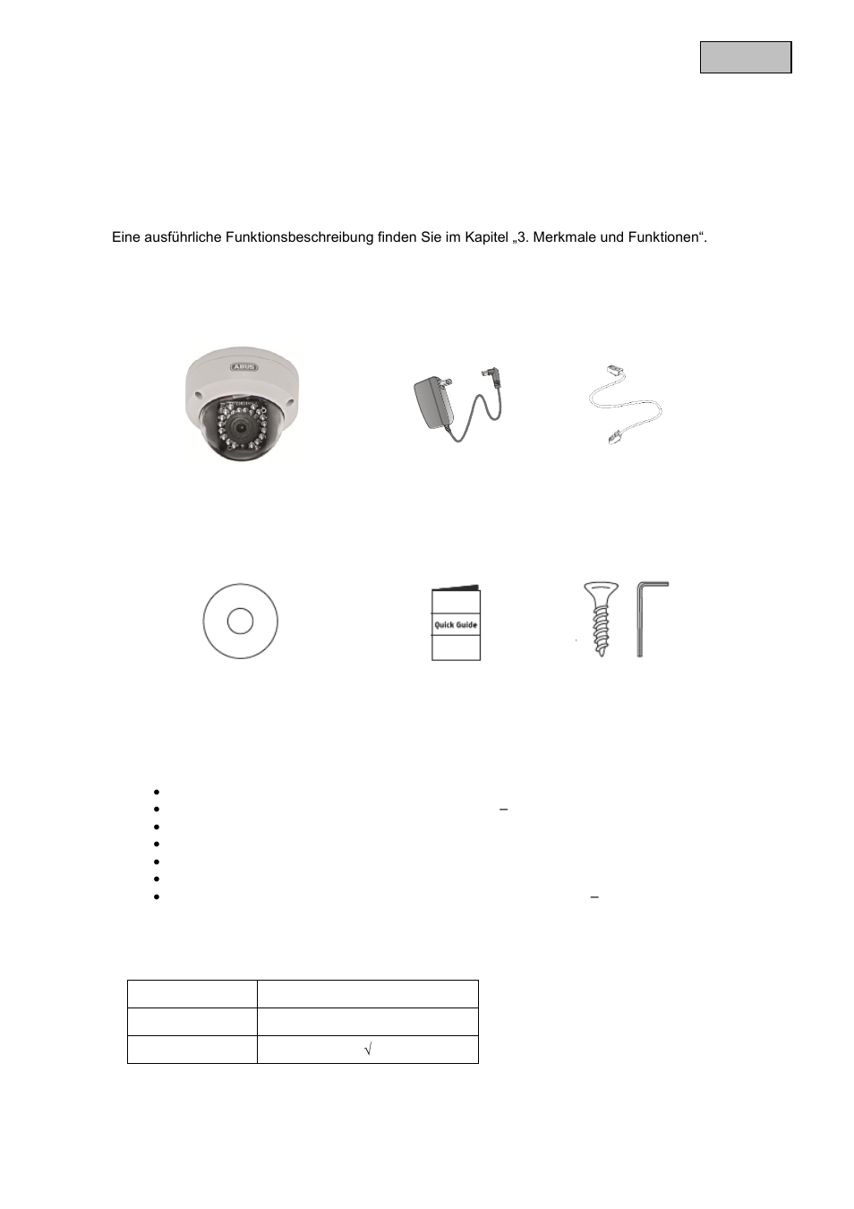 Deutsch 1. bestimmungsgemäße verwendung, Lieferumfang, Merkmale und funktionen | Gerätebeschreibung | ABUS TVIP41500 Operating instructions User Manual | Page 9 / 498