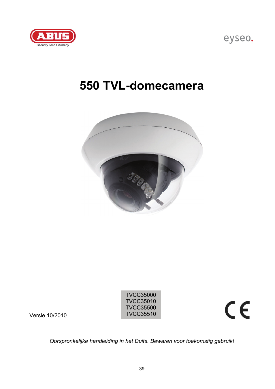 550 tvl-domecamera | ABUS TVCC35510 User Manual | Page 39 / 63