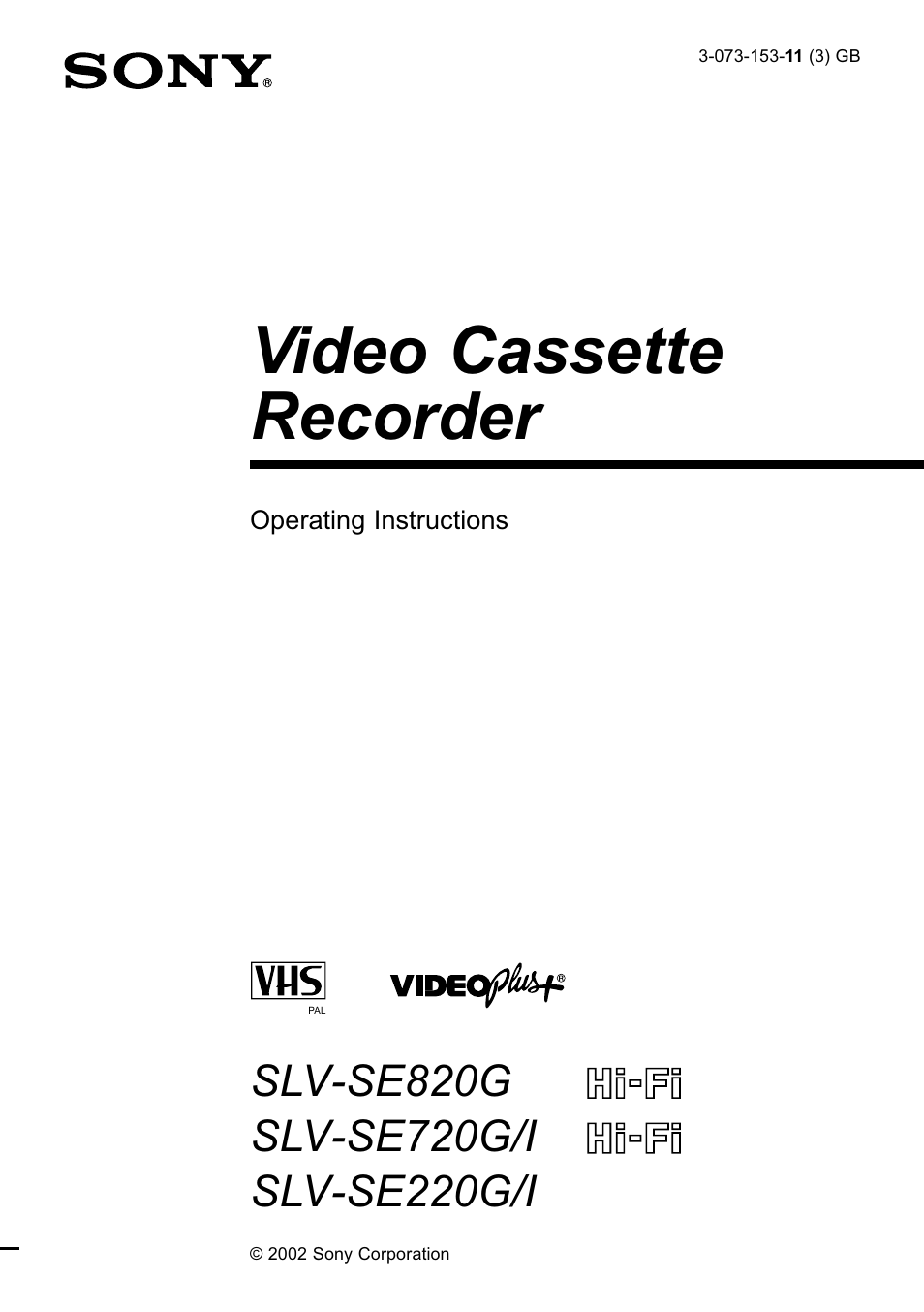Sony SLV-SE220G User Manual | 76 pages