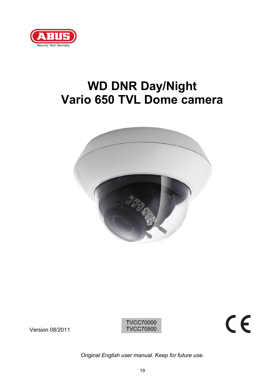 Wd dnr day/night vario 650 tvl dome camera | ABUS TVCC70500 User Manual | Page 19 / 83