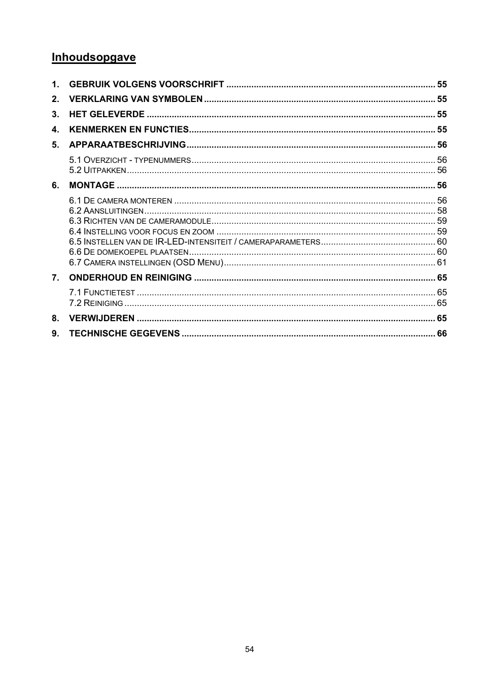 Inhoudsopgave | ABUS TVCC70500 User Manual | Page 54 / 83