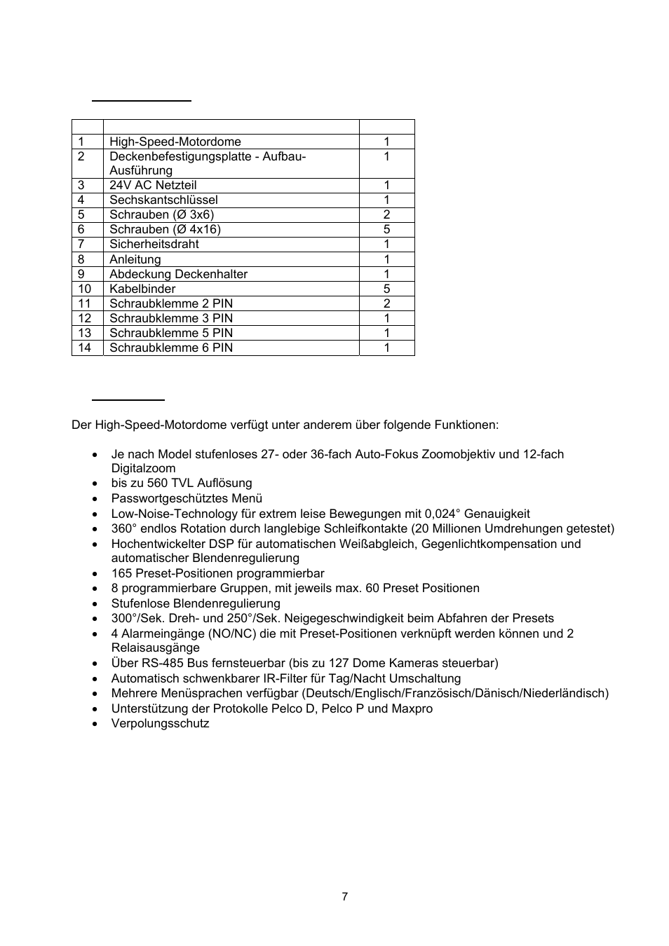 Lieferumfang, Merkmale | ABUS TVCC75200 User Manual | Page 7 / 248