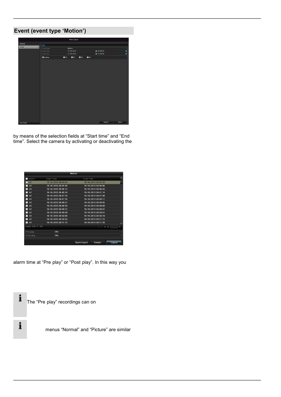 Video export, Event (event type ‘motion’) | ABUS TVVR30004 Operating instructions User Manual | Page 102 / 569