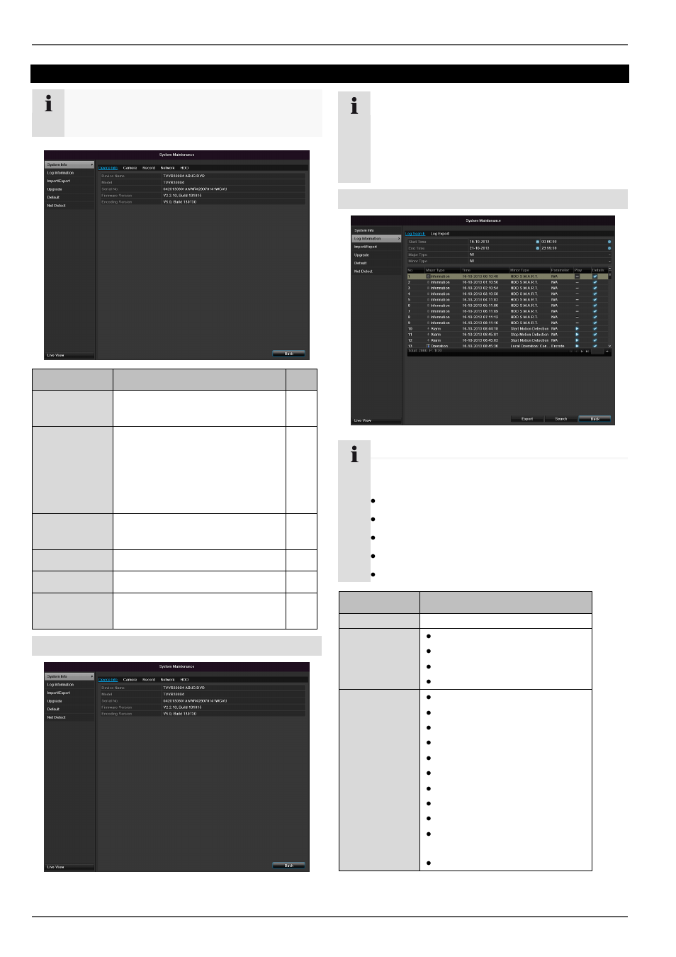 Maintenance, System info, Log search | ABUS TVVR30004 Operating instructions User Manual | Page 103 / 569