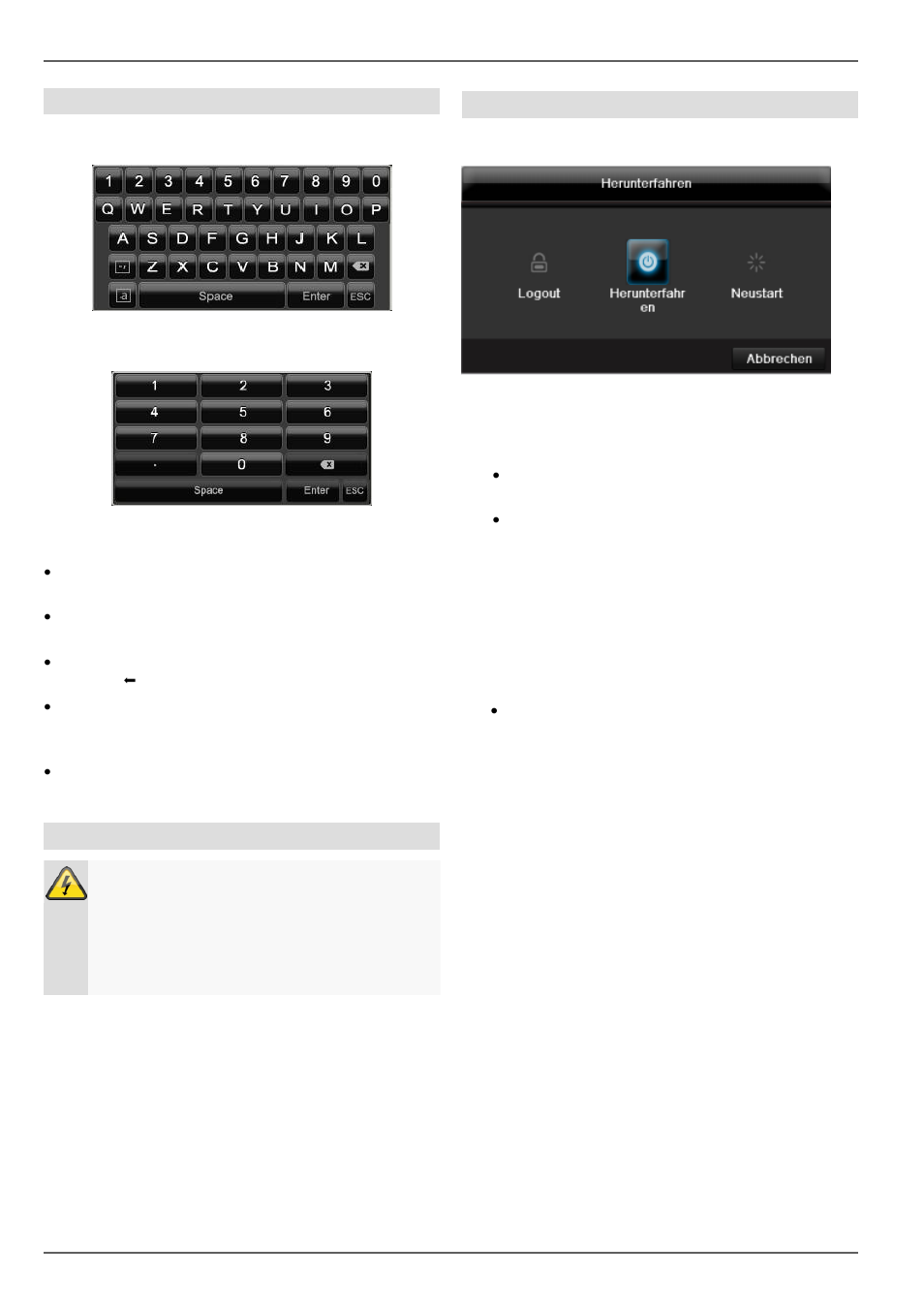 Einführung, Bildschirmtastatur, Gerät starten | Gerät ausschalten, sperren, neu starten | ABUS TVVR30004 Operating instructions User Manual | Page 14 / 569