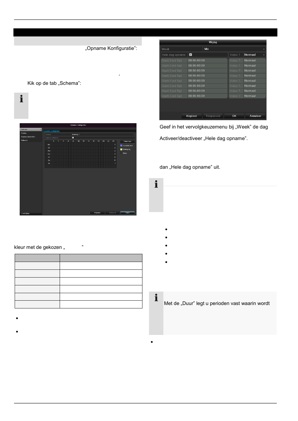 Opname konfiguratie, Instellen, Tijdschema | ABUS TVVR30004 Operating instructions User Manual | Page 151 / 569