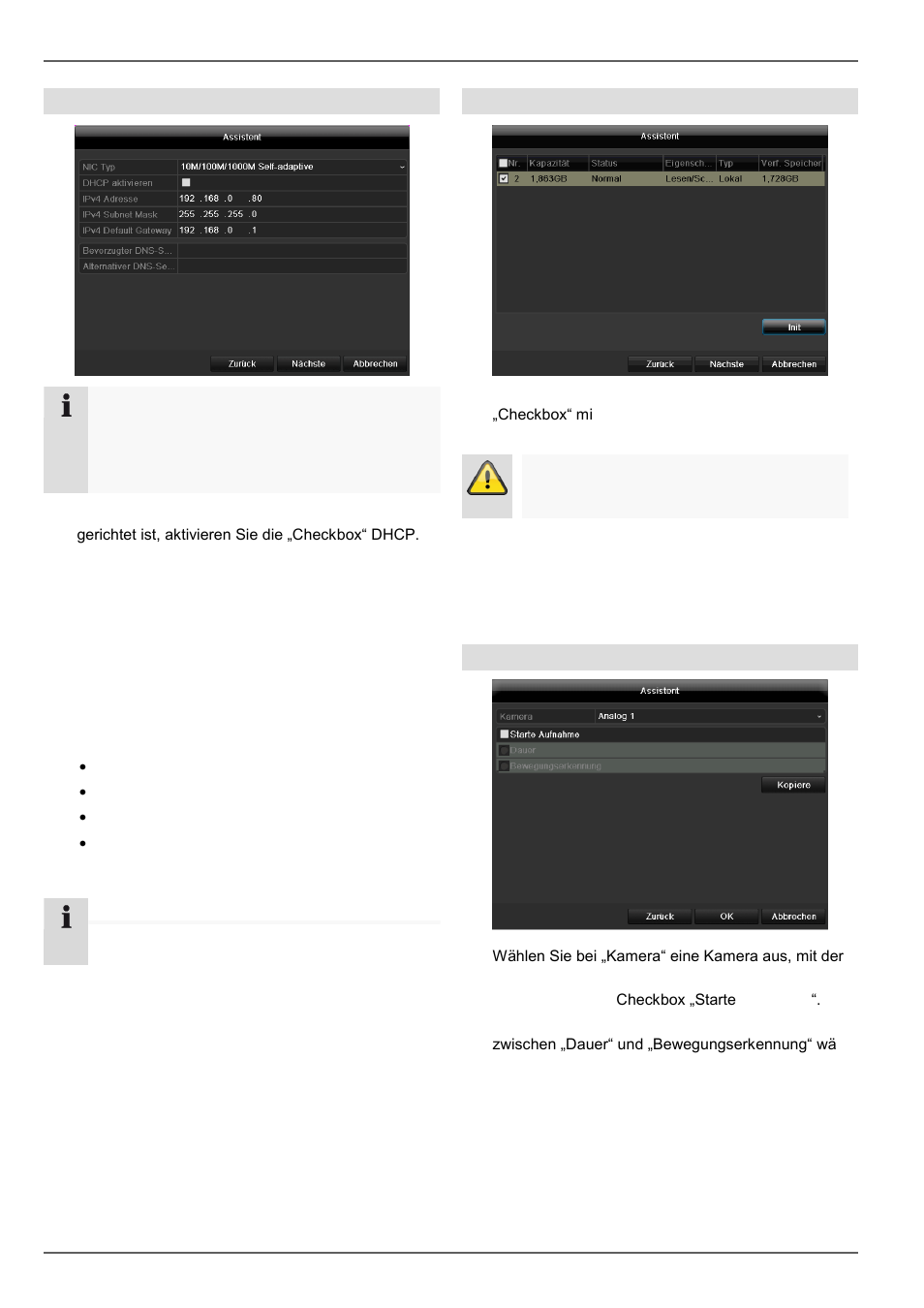 Einrichtungsassistent, Netzwerkeinstellungen, Festplattenverwaltung | Kameraaufzeichnung | ABUS TVVR30004 Operating instructions User Manual | Page 17 / 569