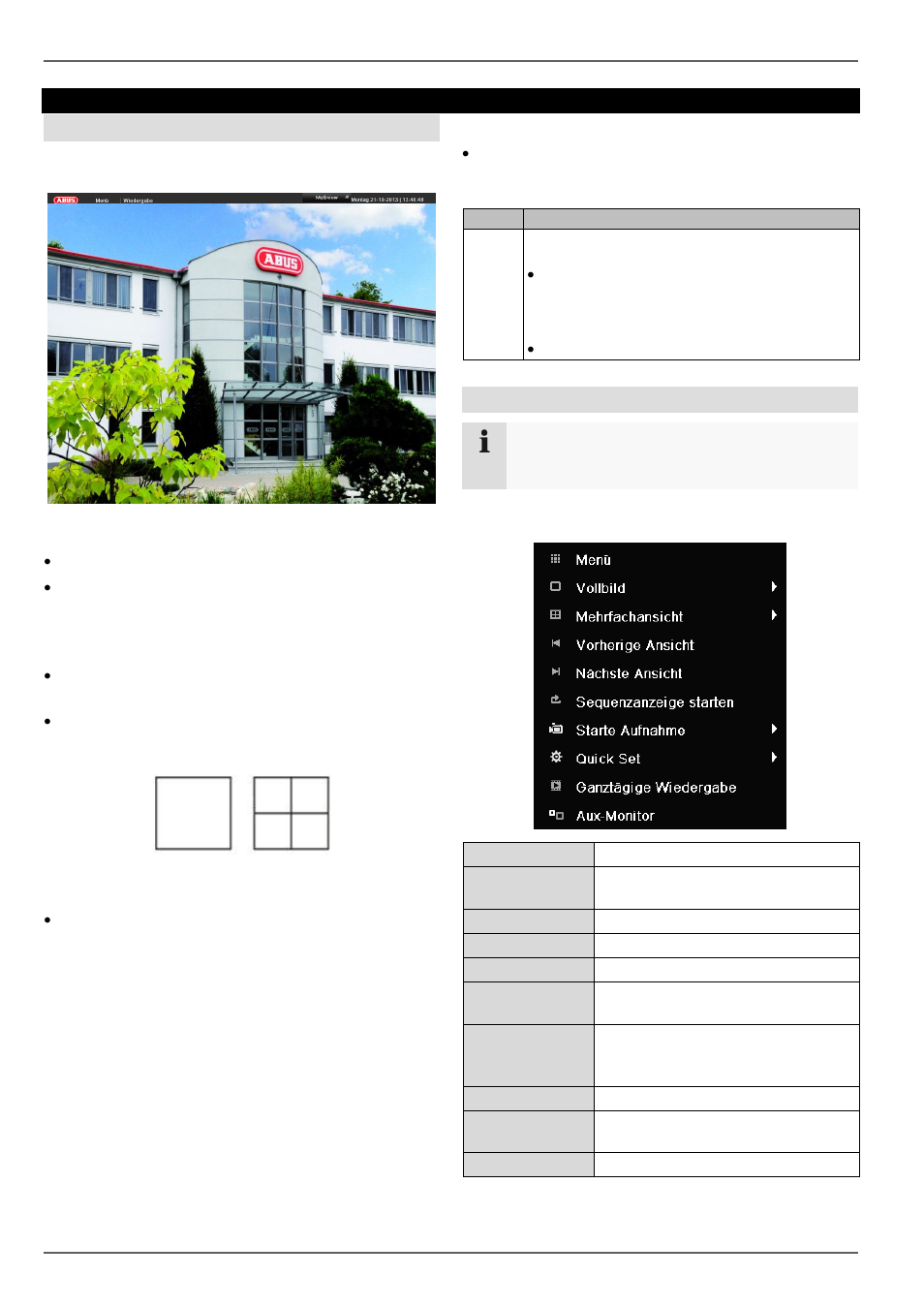 Statussymbole, Liveansicht, Überblick | Popup-menü bei mausbedienung | ABUS TVVR30004 Operating instructions User Manual | Page 18 / 569