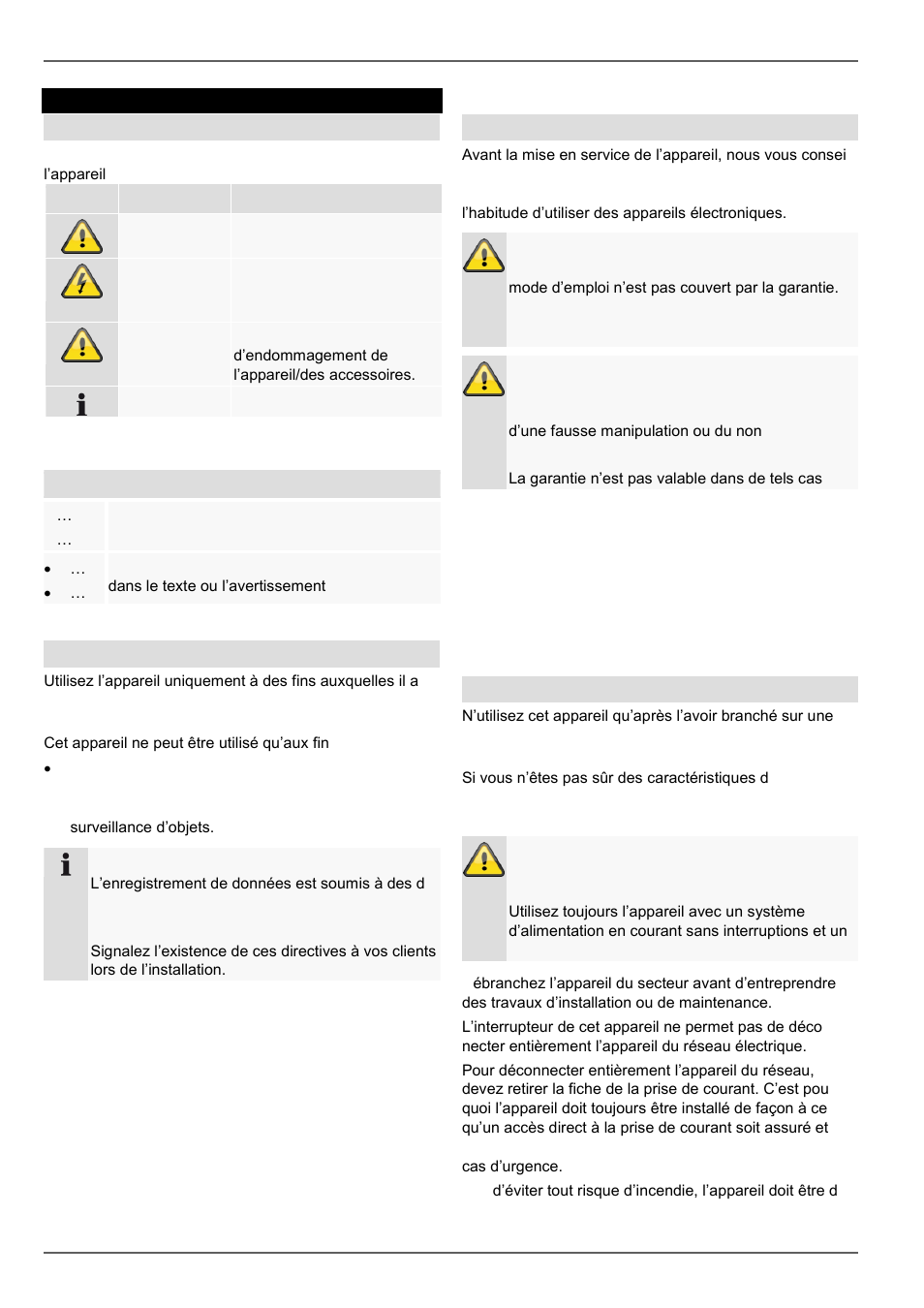 Consignes de sécurité importantes, Explication des symboles, Utilisation appropriée | Généralités, Alimentation en courant | ABUS TVVR30004 Operating instructions User Manual | Page 181 / 569