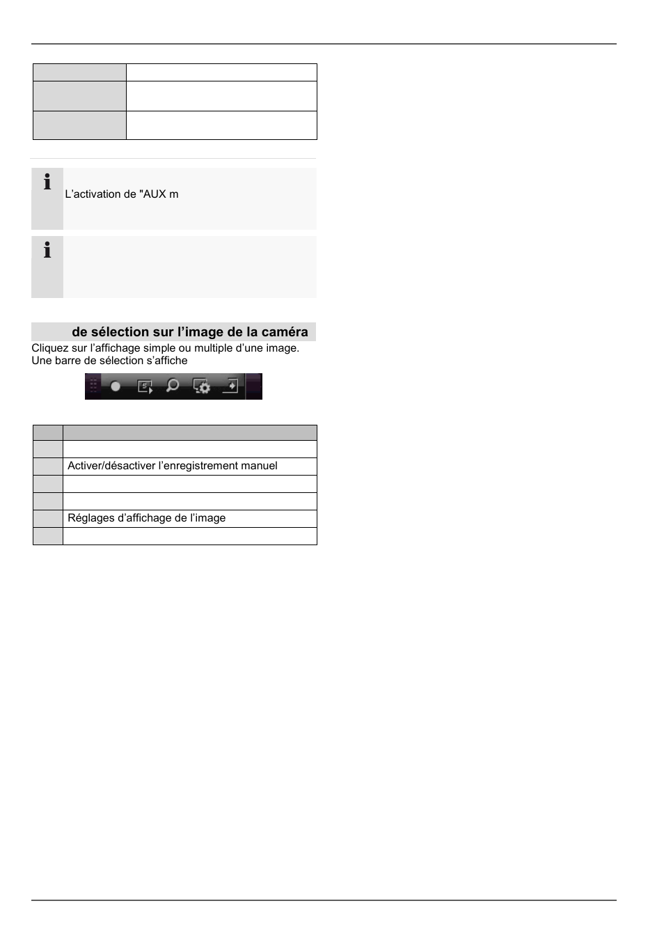 Mode live, Barre de sélection sur l’image de la caméra | ABUS TVVR30004 Operating instructions User Manual | Page 190 / 569