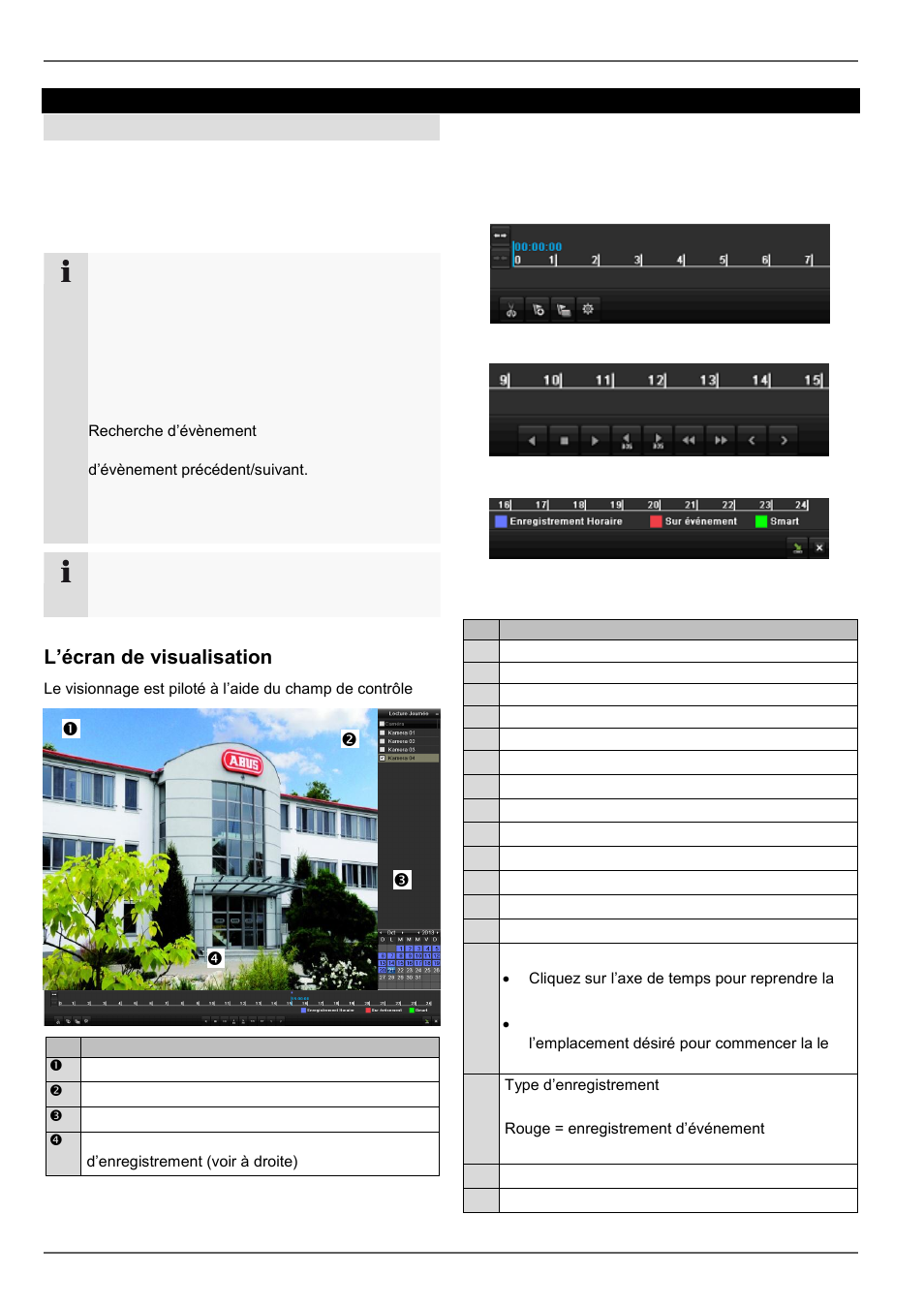 L’écran de visualisation, Commande via champ de contrôle, Restitution | Généralités | ABUS TVVR30004 Operating instructions User Manual | Page 192 / 569