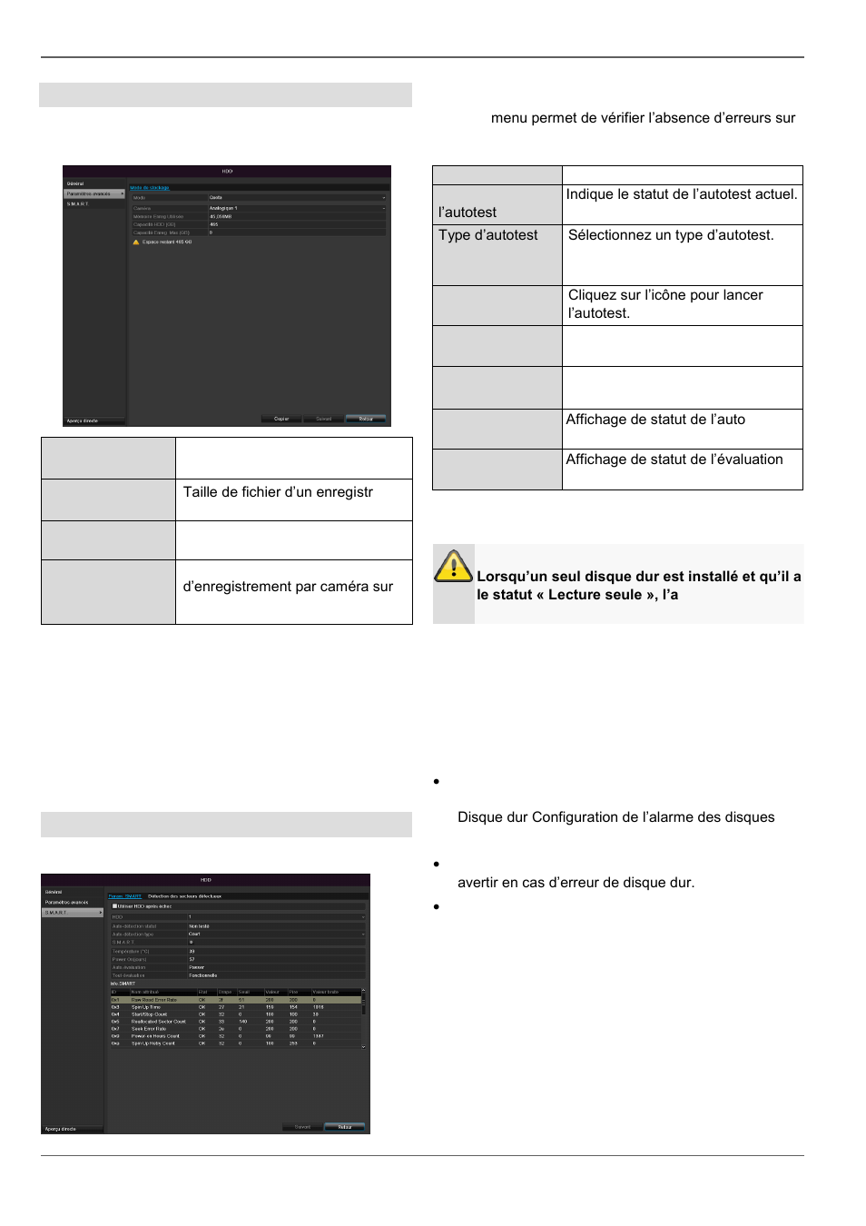 Contrôle du statut des disques durs, Disque management, Configuration du disque dur des caméras | S.m.a.r.t | ABUS TVVR30004 Operating instructions User Manual | Page 212 / 569