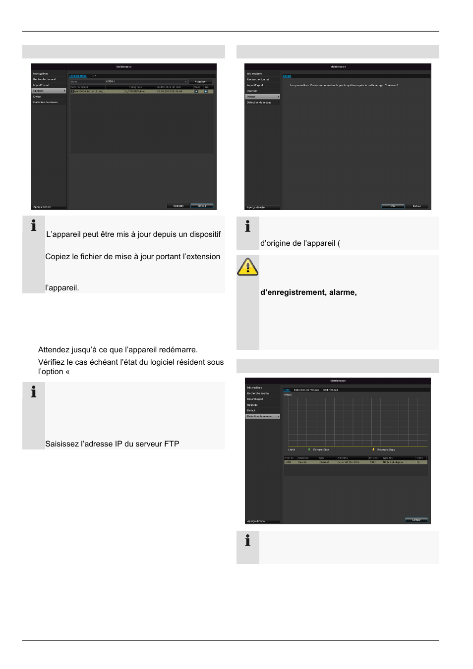 Maintenance, Mise à jour de firmware, Défaut | Réseau | ABUS TVVR30004 Operating instructions User Manual | Page 219 / 569