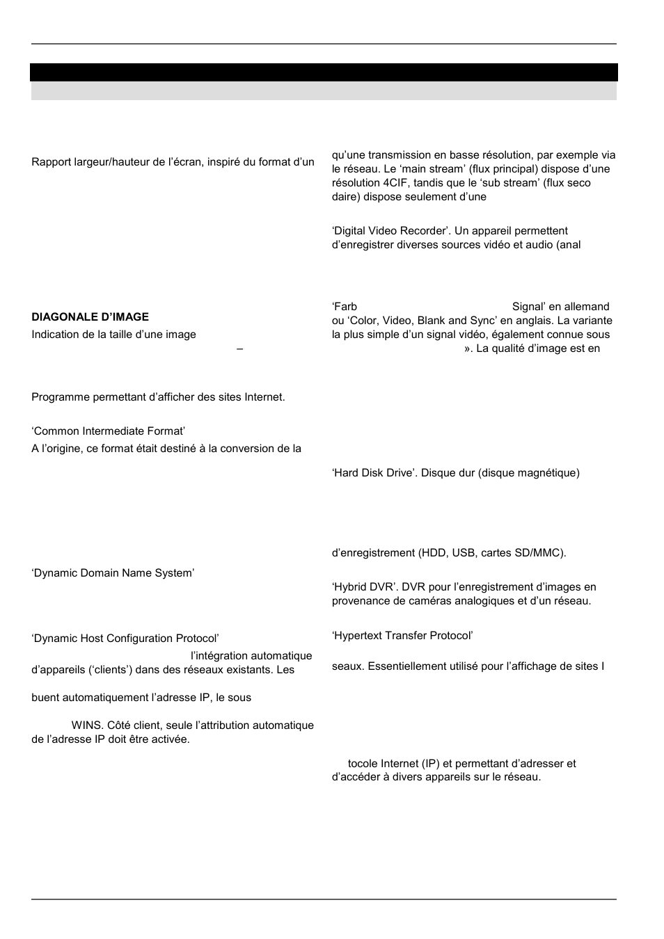 Glossaire, Termes techniques utilisés | ABUS TVVR30004 Operating instructions User Manual | Page 225 / 569