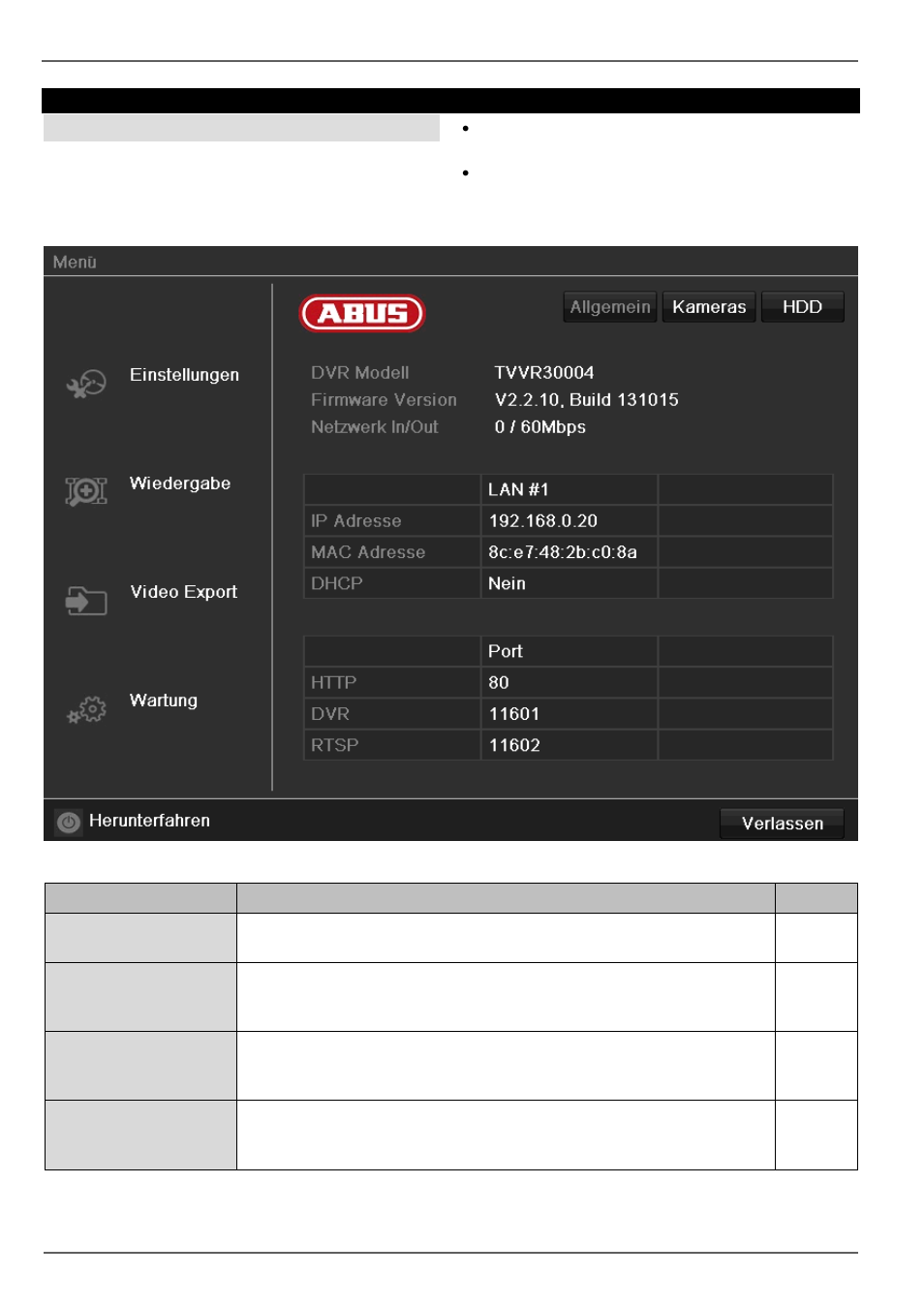 Menübeschreibung, Gerätemenü, Menü-übersicht | ABUS TVVR30004 Operating instructions User Manual | Page 23 / 569