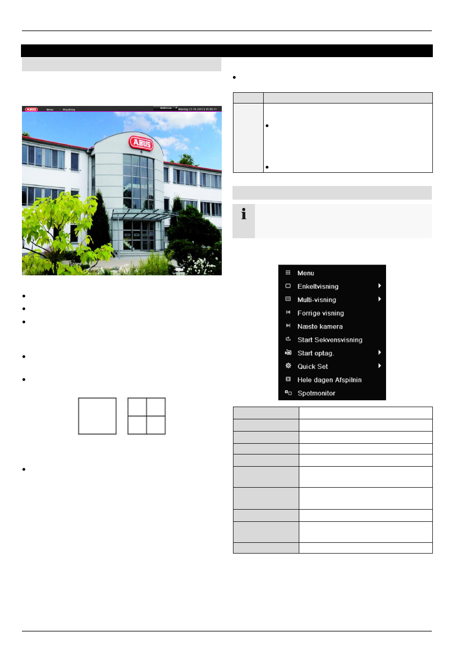 Statussymboler, Live-visning, Overblik | Popup-menu ved musebetjening | ABUS TVVR30004 Operating instructions User Manual | Page 246 / 569