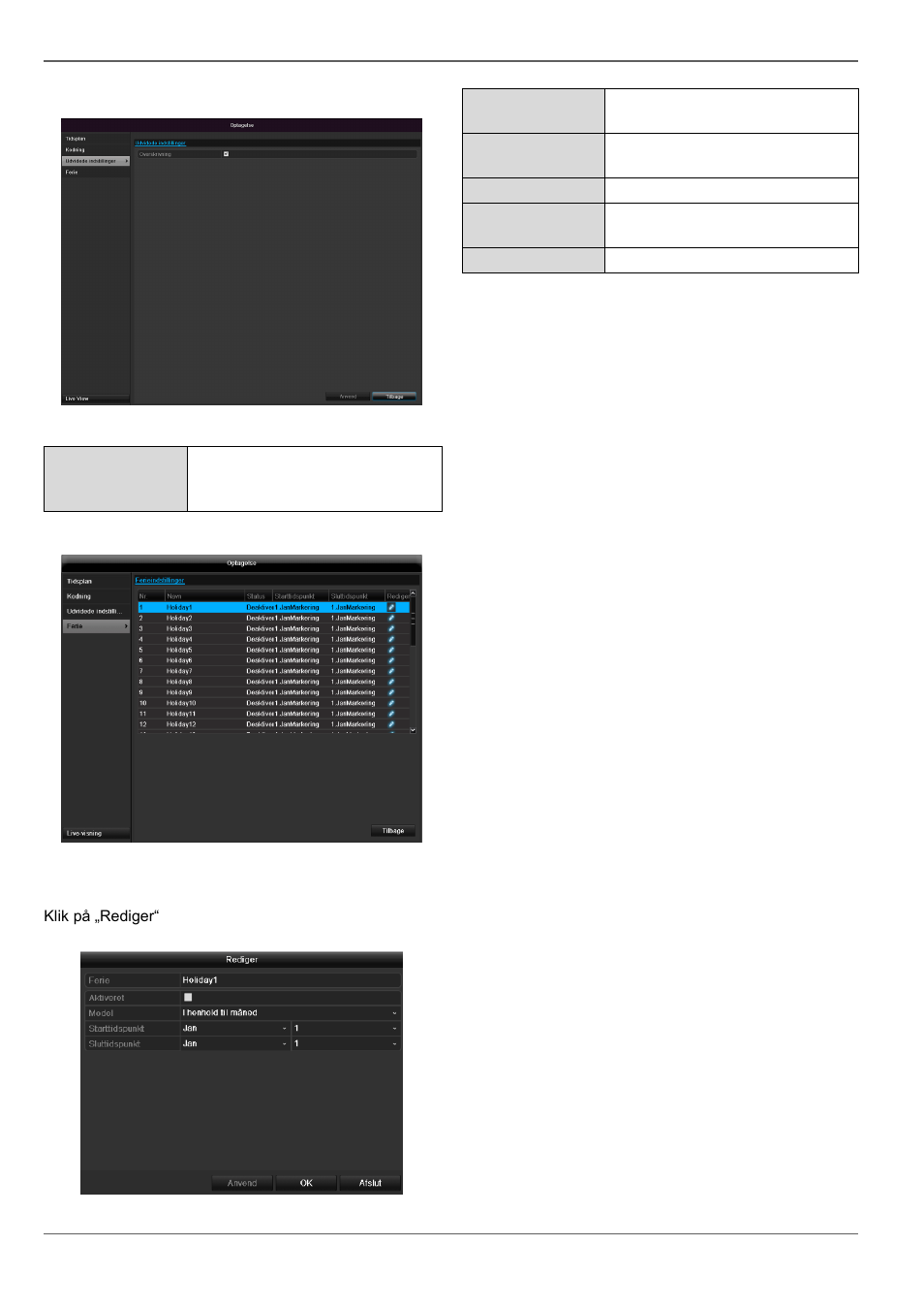 Udvidede indstillinger, Ferie, Kodning | ABUS TVVR30004 Operating instructions User Manual | Page 267 / 569