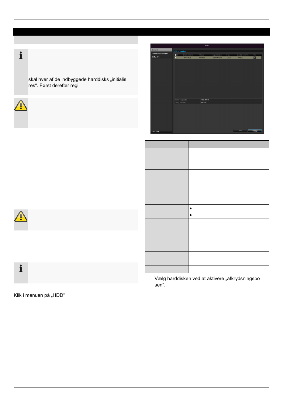 Indbygning af en harddisk, Harddiskforvaltningens parametre, Harddisks | ABUS TVVR30004 Operating instructions User Manual | Page 268 / 569