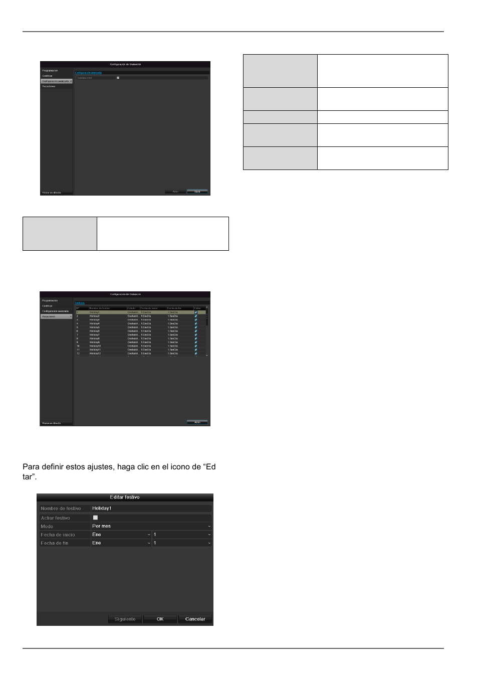 Ajustes avanzados, Vacaciones, Codificación | ABUS TVVR30004 Operating instructions User Manual | Page 324 / 569