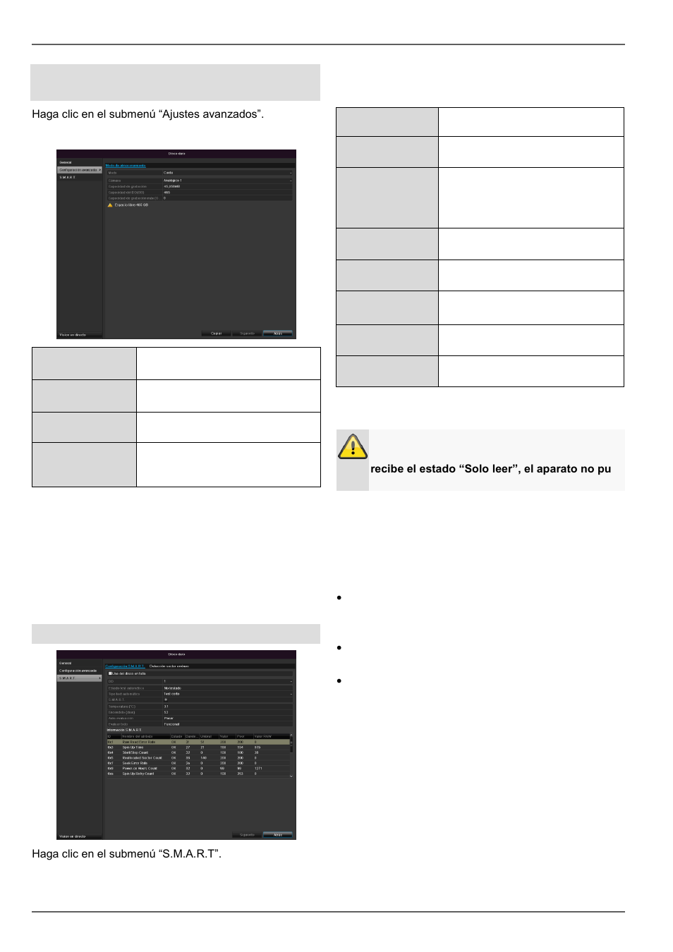 Comprobar el estado del disco duro, Configuración del disco duro de las cáma- ras, S.m.a.r.t | ABUS TVVR30004 Operating instructions User Manual | Page 326 / 569