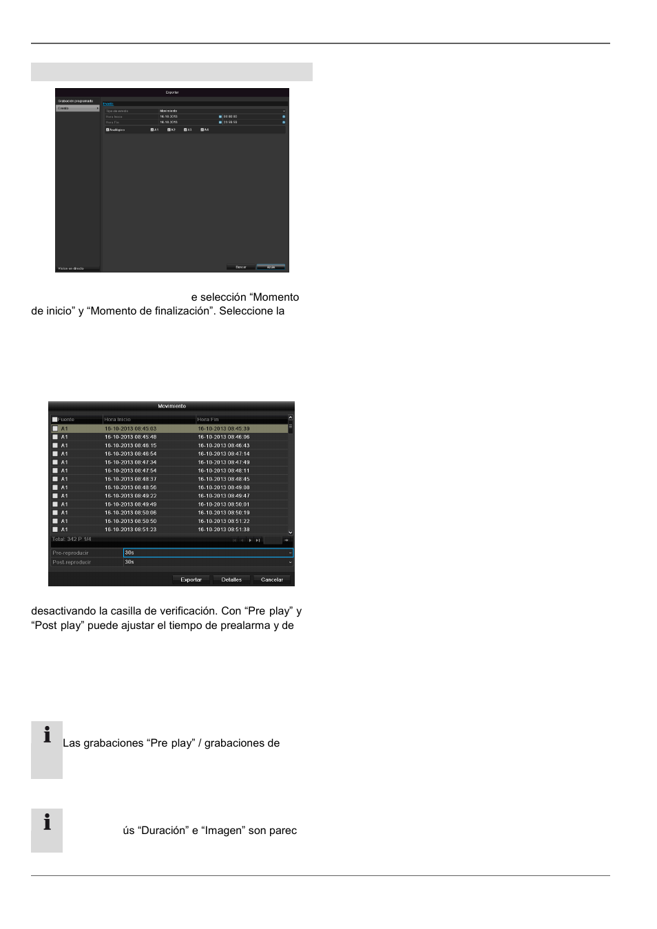 Exportación de vídeo, Evento (tipo de evento, 'movimiento') | ABUS TVVR30004 Operating instructions User Manual | Page 330 / 569